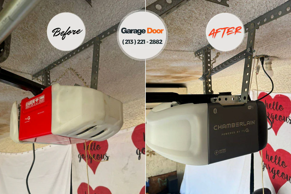 Before and after: garage door repair Oak Hills, PA